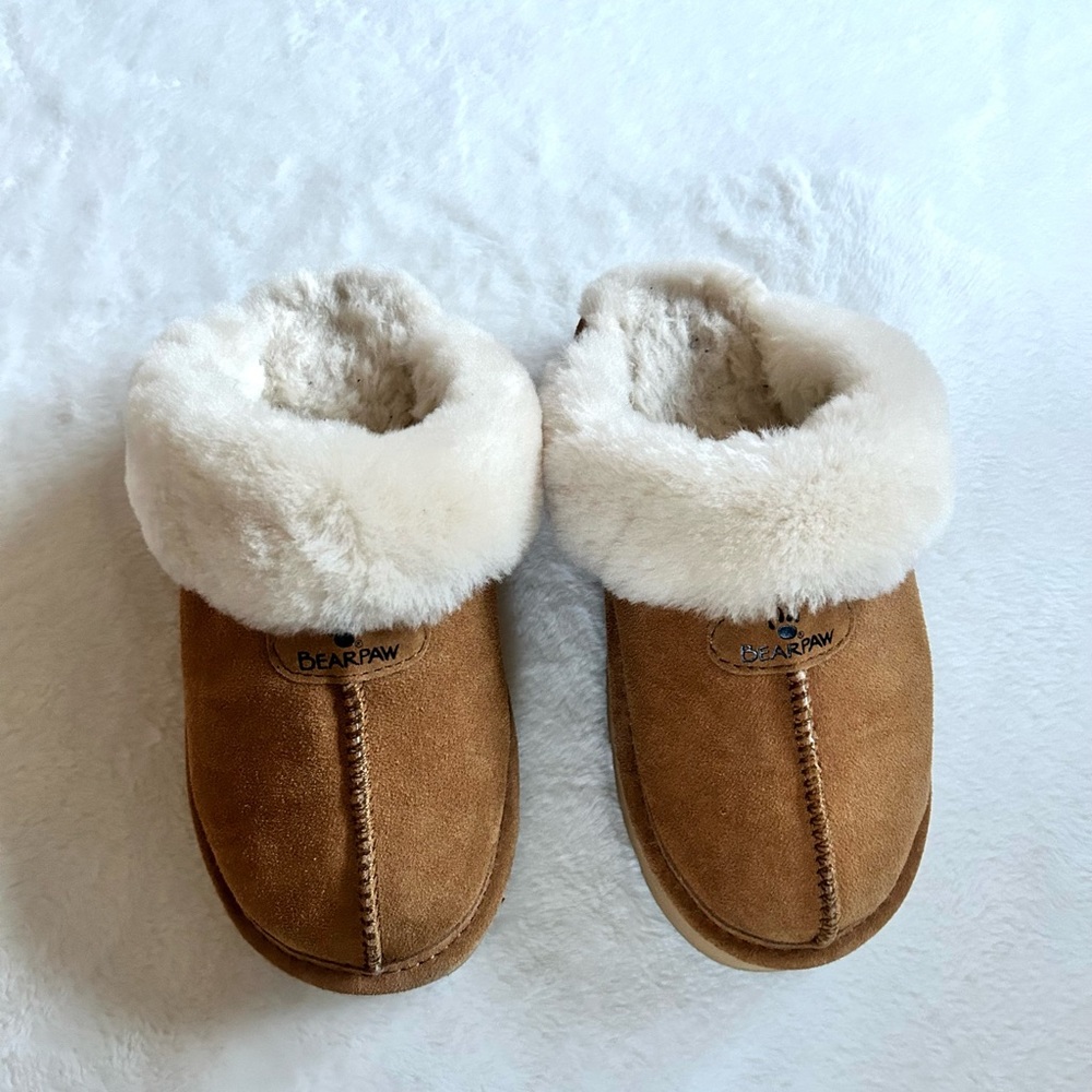 bearpaw platform fur slides